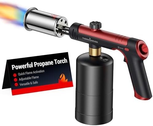 ThermoMaven Propane Torch Gun, One-Touch Max Fire Flame Thrower, Red