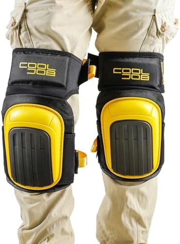 COOLJOB Knee Pads for men with Heavy Duty Anti-Slip Cap, Gel & Foam Cushion