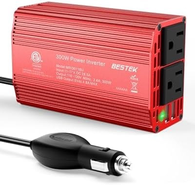 BESTEK Power Inverter DC 12-17V to AC 110V - 300W Car Plug Adapter Outlet