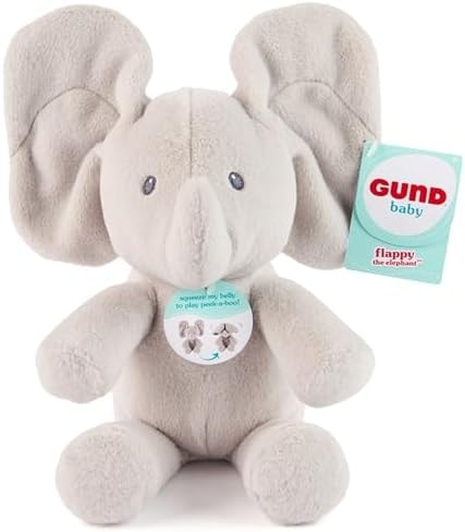 GUND Baby Peek-a-Boo Flappy 7-Inch Elephant Squeeze-Activated Plush Toy