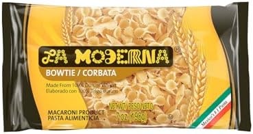 LA MODERNA, Bow Tie Corbata Pasta, 7 oz (Pack of 1) | Enriched Durum Wheat Semolina | Kosher, Non-GMO, Iron and Vitamin-Fortified | Classic Shape for Soups, Salads, and Pasta Dishes