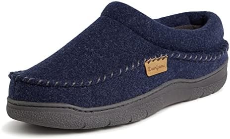 Dearfoams mens Thompson Memory Foam Clog Slipper, Navy (Wool), Large US