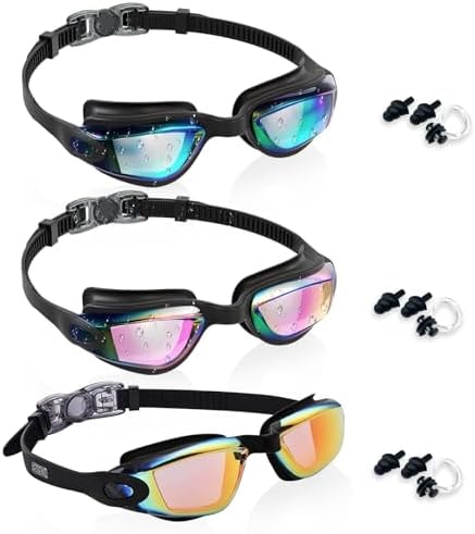 Aegend Swim Goggles for Kids 3-14 3 Pack Anti-Fog Comfort Fit Goggles