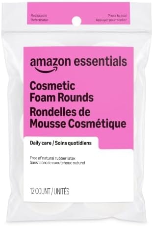 Amazon Essentials Cosmetic Foam Rounds, 12 Count, Pack of 1 (Previously Amazon Basics)