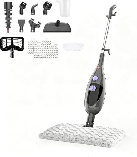 12‑in‑1 Steam Mop, Detachable Handheld Steam Cleaner,15s Fast Heat‑Up,180° Swivel Mop Head,400ml Tank for 45‑Min Continuous Steam,Chemical‑Free for Hardwood Tile Carpet Pet Kids Safe