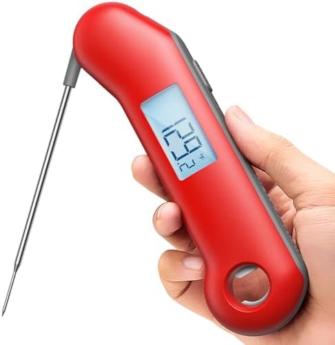 ThermoMaven ProfessionaI Meat Thermometer Digital, 3X Faster 0.5 Sec Instant Read, NIST Certified Accuracy ±0.5°F, 100% Waterproof Probe, Auto-Rotate Bright Indicator, for Candy/Grill/BBQ, Red & Gray