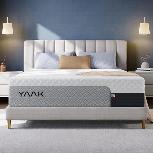 Yaak 12 Inch Queen Memory Foam Mattress, Cooling Gel Made in USA, White