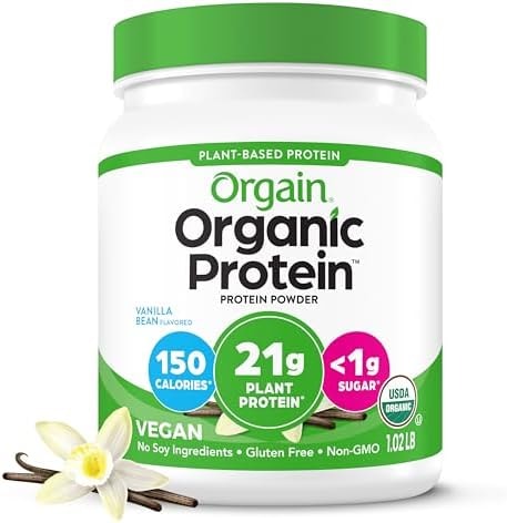 Orgain Organic Vegan 21g Protein Powder, Vanilla Bean, 1.02 lb