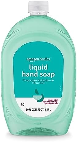 Amazon Basics Liquid Hand Soap Refill, Mango and Coconut Water Scent, Triclosan-Free, Dermatologist Tested, pH Balanced, Paraben-Free, 50 Fl Oz (Pack of 1) (Previously Solimo)