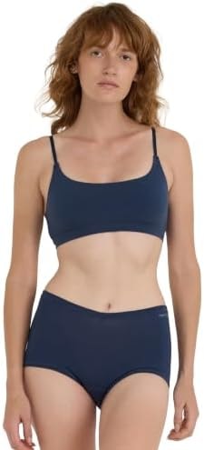 Organic Basics Women's Flex Scoop-Neck Cotton Bralette, Midnight Blue, X-Small