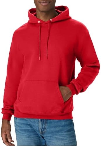 Hanes Men's Pullover EcoSmart Hooded Sweatshirt, Deep Red, X-Large