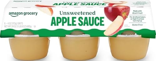 Amazon Grocery, Unsweetened Apple Sauce, 4 Oz, Pack of 6