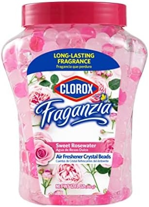 Clorox Fraganzia Crystal Beads Air Freshener, Sweet Rosewater, 12 Fl Oz