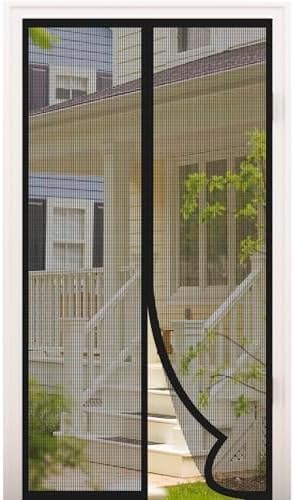 RUIMAICAN Magnetic Screen Door - Fits Door Sizes 34” x 82”, Self Sealing Hands Free Mesh Partition, Upgraded Polyester with Heavy Duty Strong Magnets, for Sliding Glass Patio/French Doors