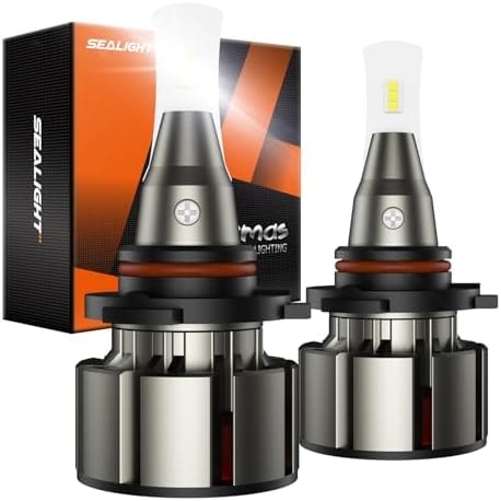 SEALIGHT 9005 LED Bulbs, L2 HB3 24,000LM Super Brightness 6000K Cool White Bulbs, IP68 Waterproof, Plug and Play, 15000RPM Turbo Fan, 60000Hrs Lifespan, 1:1 Size Driving Bulbs, Pack of 2