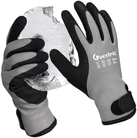 GOESTRIC Waterproof Winter Gloves for Men & Women, Insulated Work Gloves with Grip for Cold Weather, Construction & Snow Work(1pair, Grey XXL)