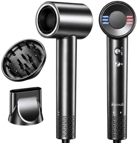 Zecoub Travel Hair Dryer Dual Voltage,500 Million Ionic Blow Dryer with Diffuser,170,000 RPM High Speed Hair Dryer for Fast Drying,Quiet,Lightweight Compact Hair Dryer 100-240V for Women & Men