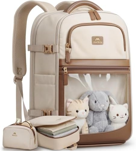 MATEIN HER Carry on Backpack for Airplane with Clear Front Pocket