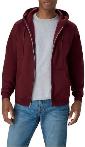 Hanes Men's Full-Zip Eco-Smart Hoodie, maroon, Medium