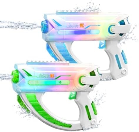 2 Pack LED Electric Water Guns for Kids, LED Water Blaster(Blue & Green)