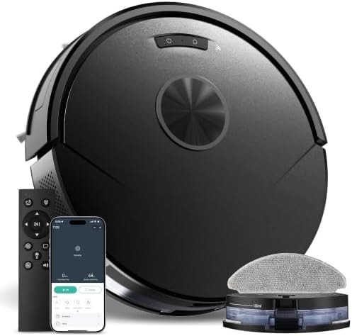 UMMUND Robot Vacuum and Mop Combo, 8000Pa Strong Suction 2 in 1 Vacuum Robot with Mopping, with Schedule, Wi-Fi/App/Remote, Self-Charging, Slim, Ideal for Hard Floor, Pet Hair, Low-Pile Carpet