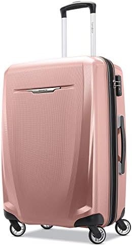 Samsonite Winfield 3 DLX Hardside Expandable Luggage with Spinners, Checked-Medium 25-Inch, Rose