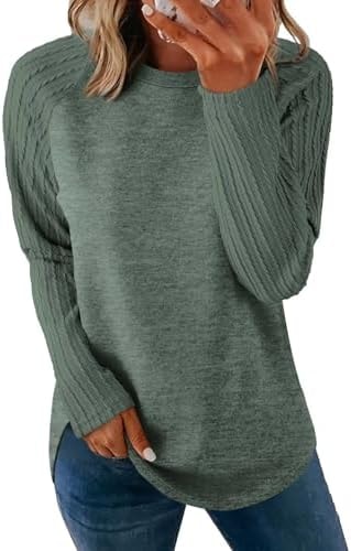 Sampeel Womens Sweaters Clothes Dressy Fall Fashion Tops Teacher Clothing Long Sleeve Shirts Holiday Airport Outfit 2026 Christmas Sweatshirts Green L