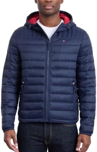 Tommy Hilfiger Men's Hooded Puffer Jacket, Midnight, 5X