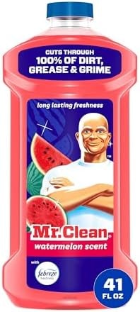 Mr. Clean All Purpose Cleaner, Mop Soap, Floor Cleaner for Mopping Home, Bathroom, & Kitchen, Cleaning Liquid for Mop & Bucket, Cleaning Supplies, Multi-Surface Dilutable, Watermelon, 41oz