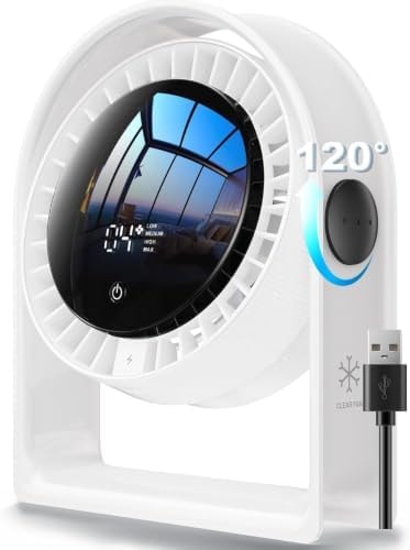 2026 Quiet USB Desk Fan,4 Speeds, 120°Tilt, table Fan for bed & Office