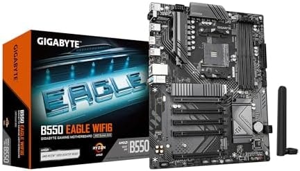 GIGABYTE B550 Eagle WIFI6 AMD AM4 ATX Motherboard, Supports Ryzen 5000/4000/3000 Processors, DDR4, 10+3 Power Phase, 2X M.2, PCIe 4.0, USB-C, WIFI6, GbE LAN, PCIe EZ-Latch, EZ-Latch, RGB Fusion