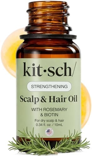 Kitsch Rosemary Oil for Hair Growth – Hair Oil with Biotin, Castor & Jojoba – Pre-Wash Scalp oil for Hair Care – Lavender Scent – 10mL