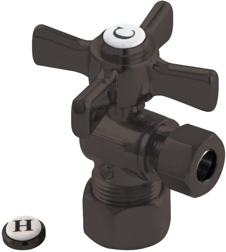 KINGSTON BRASS CC53305ZX Millennium 5/8-Inch X 3/8-Inch OD Compression Angle Stop with ZX Handle, Oil Rubbed Bronze