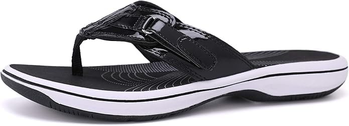 DOGDAN Women's Flip Flops Thong Cushion Sandals Toepost Slippers (Black, Adult, Women, 11, Numeric, US Footwear Size System, Medium)