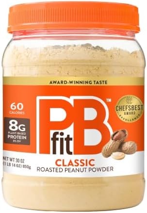 PBfit 30 Ounce Classic Peanut Butter Powder, Powdered Peanut Butter Spread From Real Roasted Peanuts, 8g of Protein 8% DV, Gluten-Free, 60 calories, 87% less fat (Pack of 1)