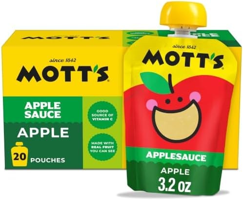 Mott's Applesauce, Made from Real Fruit, No Artificial Flavors, Good Source of Vitamin C, 3.2 oz Clear Pouches, 20 Pack