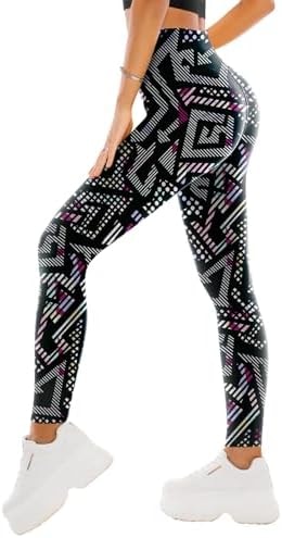 SINOPHANT High Waisted Leggings for Women - Full Length Capri Buttery Soft Yoga Pants for Workout Athletic(Full Geometric D,S-M)