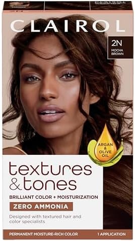 Clairol Textures & Tones Permanent Hair Dye, 2N Mocha Brown | Pack of 1