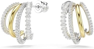Swarovski Hyperbola Hoop Earrings, Mixed Cuts, Mini, Clear, Mixed Metal Finish