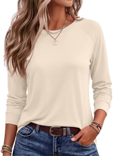 Ekoauer Womens Long Sleeve Shirts Raglan Sleeve Thermal Tops Fall Clothes