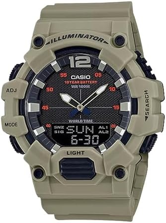 Casio Men's 10 Year Battery Quartz Resin Strap Sport Watch, Featuring 1/100 Second Stopwatch, 24 Hour Countdown Timer and Multiple Alarms (Model: HDC-700-3A3VCF)