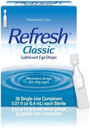 REFRESH CLASSIC Lubricant Eye Drops Preservative-Free Artificial Tears, 0.01 fl oz (0.4 mL), 30 Single-Use Containers