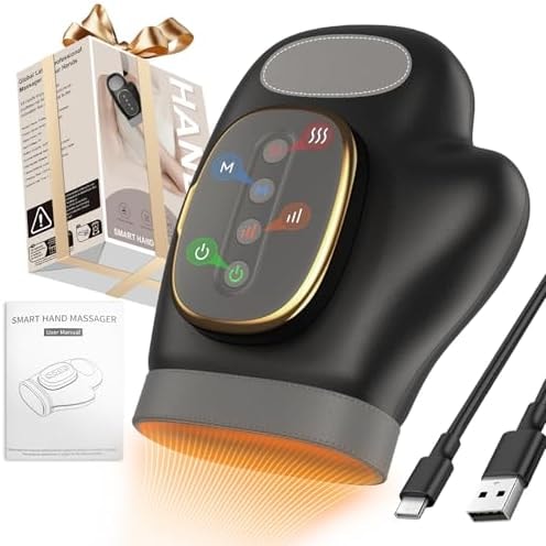 YNSZAS Professional Hand Massager with Heat Compression Therapy, 3 Massage 4 Temperatures 5 Compression Pain Relief Glove, Arthritis & Wrist Carpal Tunnel Neuropathy Circulation, Gifts for Women/Men