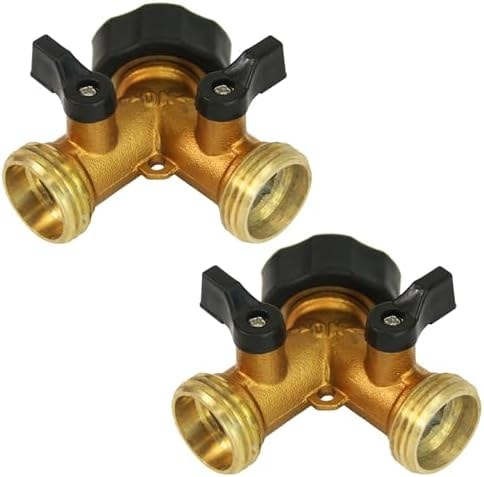 Chapin 6-9477: Heavy-Duty Brass Hose Splitter Hose Connection, Fits Standard Garden Hoses, Brass Construction with Shut-Off Valves, Y-Shaped, Leak-Free, Set of 2