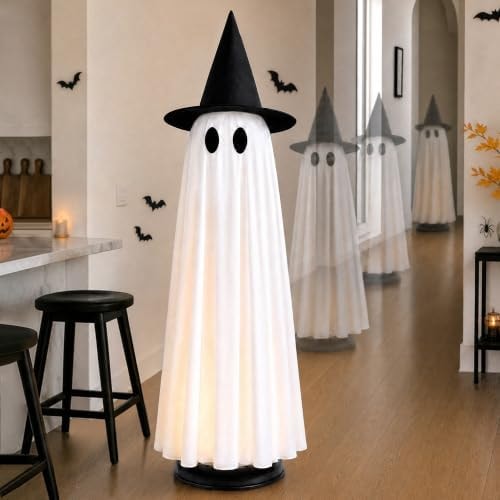 Joyehome Halloween Decor Indoor 46.5" Lighted Animated Floating Ghost with Spooky Sound & Touch Activated Sensor Spooky Ghosts Halloween Decor for Party Home Haunted House
