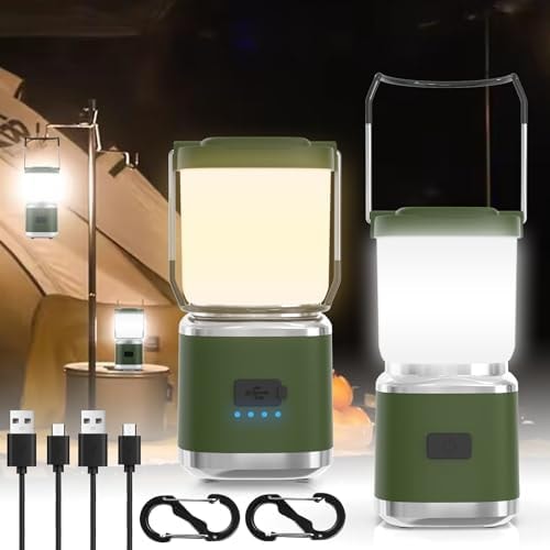 Portable Camping Lantern Rechargeable -4inch, 336LM LED Camping Lights Lantern with Redlight&20Hours Runtime& Stepless Dimming, Hurricane Emergency Lights for Power Outages, Waterproof Camping Lamp