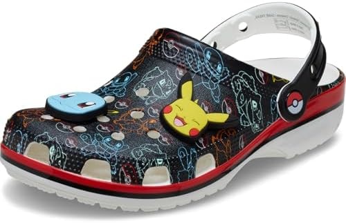 Crocs Unisex-Adult Classic Pokemon Clog, Clogs for Men and Women, Pikachu & Friends, 12 Women/10 Men
