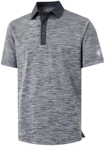 M MAELREG Golf Shirts for Men Dry Fit Moisture Wicking Pique Performance Casual Sport Mens Polo Shirts Short Sleeve Black Grey Heather