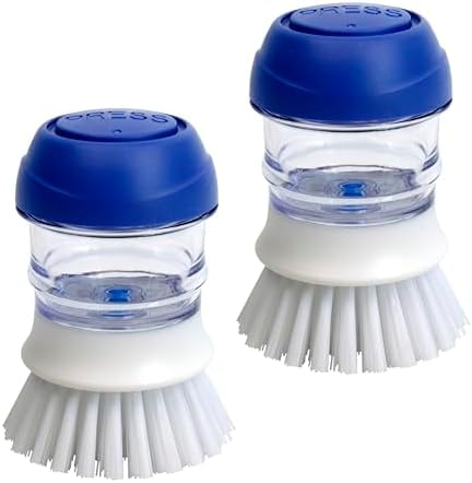 CELOX 2 Pack Dish Brush with Soap Dispenser for Kitchen Cleaning, Kitchen Brush for Dish Pot Pan Sink Cleaning