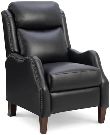 KISLOT Leather Pushback Recliner Faux Armchair with Rivet Decoration Single Sofa Accent Chair for Living Room Bedroom